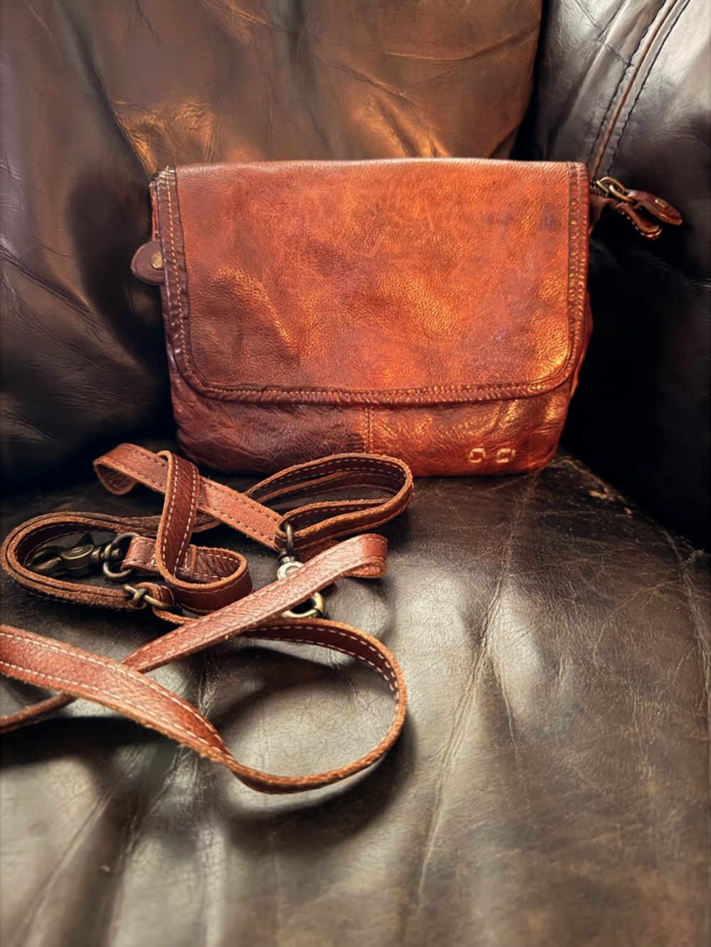 Bed Stu Brown Leather Crossbody Bag